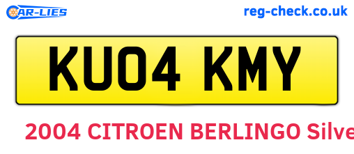 KU04KMY are the vehicle registration plates.