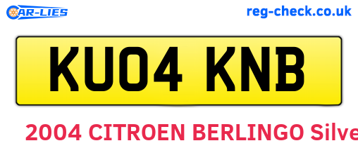 KU04KNB are the vehicle registration plates.