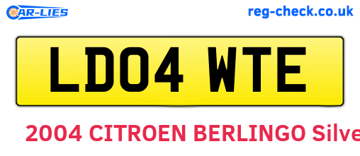 LD04WTE are the vehicle registration plates.