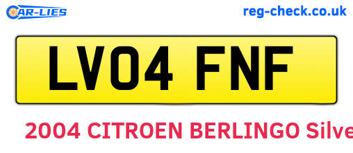 LV04FNF are the vehicle registration plates.