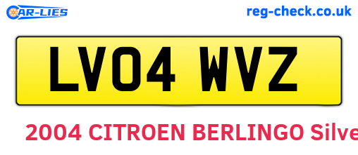 LV04WVZ are the vehicle registration plates.
