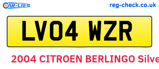 LV04WZR are the vehicle registration plates.
