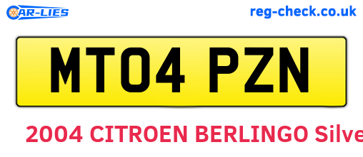 MT04PZN are the vehicle registration plates.
