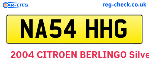 NA54HHG are the vehicle registration plates.
