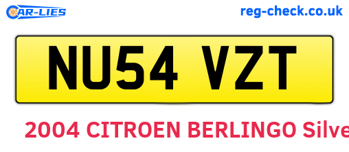 NU54VZT are the vehicle registration plates.