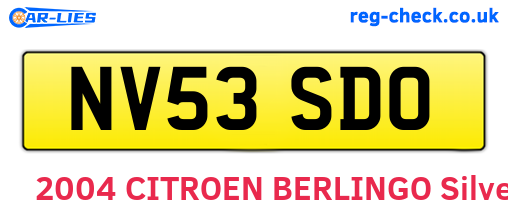 NV53SDO are the vehicle registration plates.