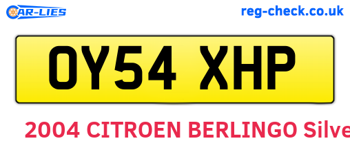 OY54XHP are the vehicle registration plates.