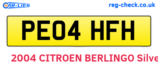 PE04HFH are the vehicle registration plates.