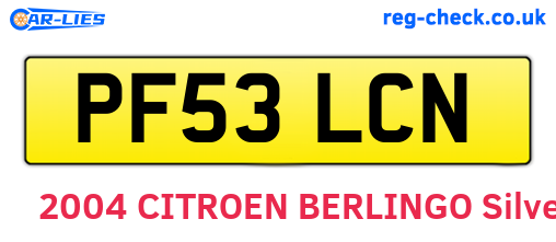 PF53LCN are the vehicle registration plates.