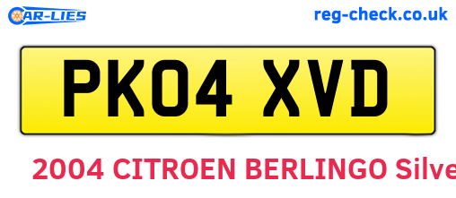 PK04XVD are the vehicle registration plates.