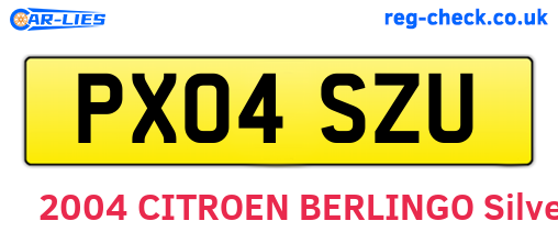 PX04SZU are the vehicle registration plates.