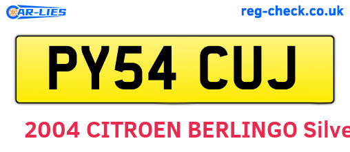 PY54CUJ are the vehicle registration plates.