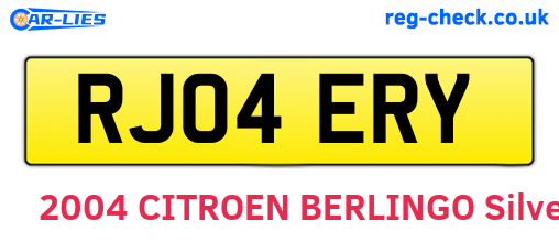 RJ04ERY are the vehicle registration plates.