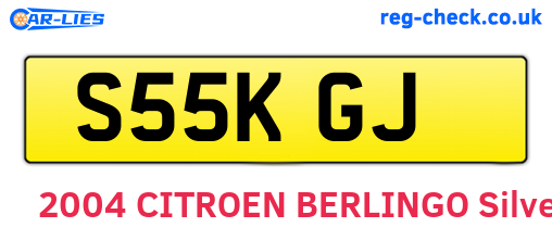S55KGJ are the vehicle registration plates.