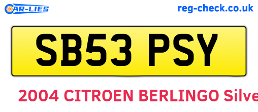 SB53PSY are the vehicle registration plates.