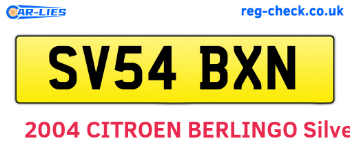 SV54BXN are the vehicle registration plates.