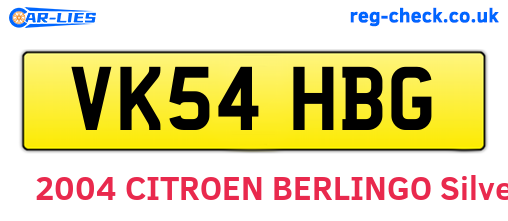 VK54HBG are the vehicle registration plates.