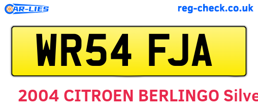 WR54FJA are the vehicle registration plates.