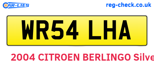 WR54LHA are the vehicle registration plates.