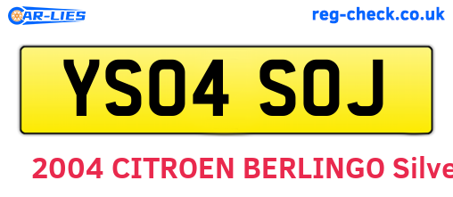 YS04SOJ are the vehicle registration plates.
