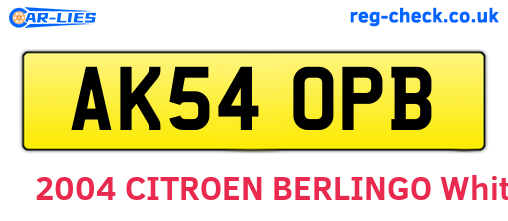 AK54OPB are the vehicle registration plates.