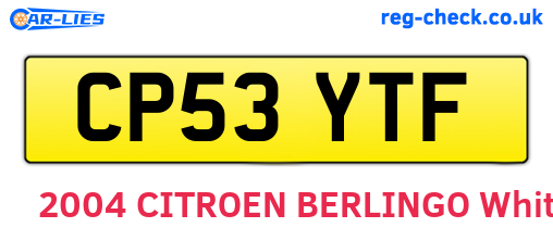 CP53YTF are the vehicle registration plates.