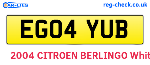 EG04YUB are the vehicle registration plates.