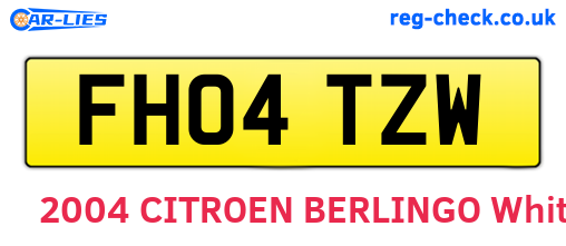 FH04TZW are the vehicle registration plates.