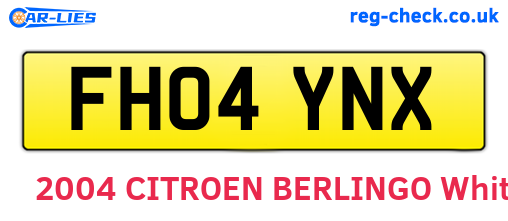 FH04YNX are the vehicle registration plates.