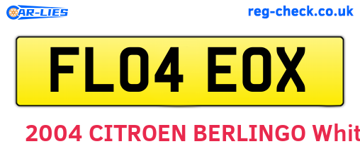 FL04EOX are the vehicle registration plates.