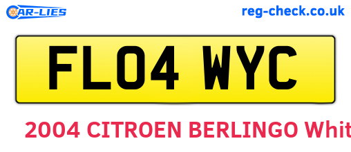 FL04WYC are the vehicle registration plates.