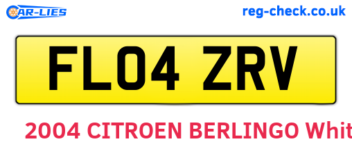 FL04ZRV are the vehicle registration plates.
