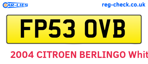 FP53OVB are the vehicle registration plates.