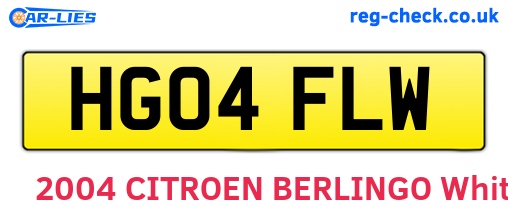 HG04FLW are the vehicle registration plates.