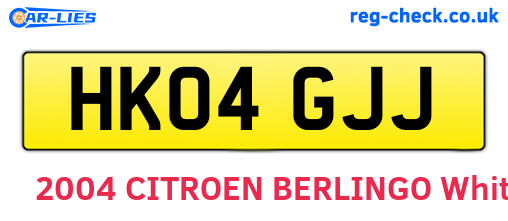 HK04GJJ are the vehicle registration plates.