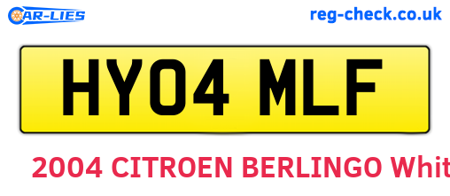 HY04MLF are the vehicle registration plates.