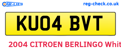 KU04BVT are the vehicle registration plates.