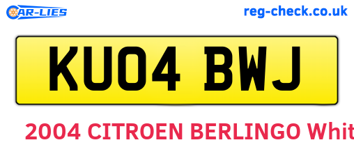 KU04BWJ are the vehicle registration plates.