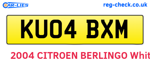 KU04BXM are the vehicle registration plates.