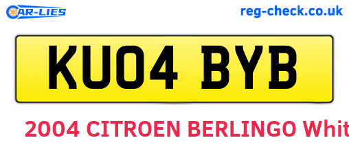KU04BYB are the vehicle registration plates.