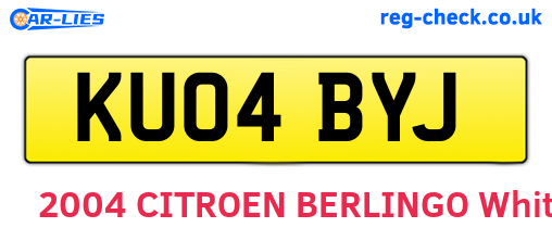 KU04BYJ are the vehicle registration plates.