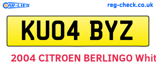 KU04BYZ are the vehicle registration plates.