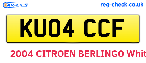KU04CCF are the vehicle registration plates.