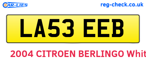LA53EEB are the vehicle registration plates.