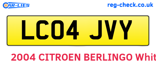 LC04JVY are the vehicle registration plates.