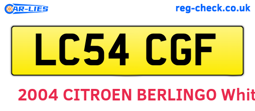 LC54CGF are the vehicle registration plates.