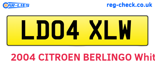 LD04XLW are the vehicle registration plates.