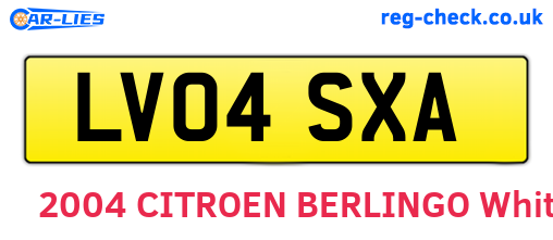 LV04SXA are the vehicle registration plates.