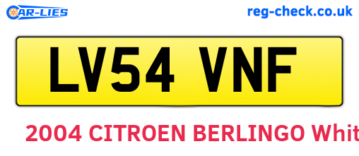 LV54VNF are the vehicle registration plates.