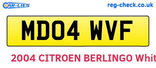 MD04WVF are the vehicle registration plates.